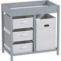 AIYAPLAY Baby Changing Unit with 4 Storage Drawers, Mat for Bedroom Nursery, 84 x 84.5 cm, Grey