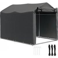 Outsunny 2.2 x 1.6 m Garden Storage Tent, Waterproof Anti-UV Bike Tent with Roll-up Zipper Door, Galvanised Outdoor Storage Shelter Carport for Bike, Motorbike, Garden Tools, Dark Grey