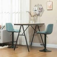 HOMCOM Bar Stools Set of 2, Height Adjustable Swivel Barstools with Backrest and Footrest, Modern Linen Upholstered Armless Bar Chairs for Kitchen, Breakfast Counter, Blue