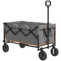 Outsunny 160L Folding Trolley Cart w/ Adjustable Handle, Grey and Orange
