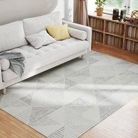 HOMCOM Modern Area Rug, Geometric Pattern Non-Slip Washable Rug, Soft Floor Carpet for Living Room, Bedroom, Dining Room, Home Office, 170 x 120 cm, Grey