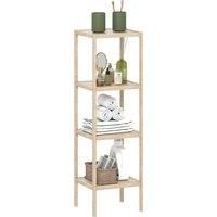 HOMCOM 4-Tier Bamboo Bathroom Storage Shelves, Freestanding Storage Shelving Unit, Multifunctional Display Plants Stand Shelf Rack Organiser, Natural