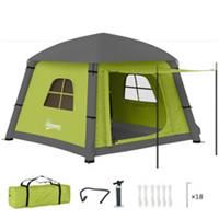 Outsunny Inflatable Camping Tent, Easy Setup 2 Man Tent, Green and Brown