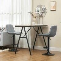 HOMCOM Bar Stools Set of 2, Height Adjustable Swivel Barstools with Backrest and Footrest, Modern Linen Upholstered Armless Bar Chairs for Kitchen, Breakfast Counter, Charcoal Grey