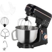HOMCOM Stand Mixer for Baking, 5L Food Mixer with Dough Hook, Whisk, 6 Speeds and Pulse Setting, , Stainless Steel Bowl, Splash Guard, Black
