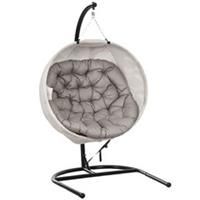 Outsunny Hanging Egg Chair Outdoor Indoor Swing Chair, Folding Basket, Sand