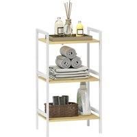 HOMCOM Three-Tier Bamboo Adjustable Shelf Storage Unit