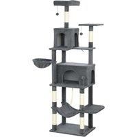 202cm Large Cat Tree, Multi-Level Cat Tower with with Dual Condos, Hammocks