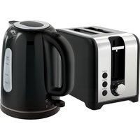 HOMCOM Simple Polished Toaster and Kettle Set - Black