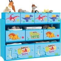 AIYAPLAY 3-Tier Kids Storage Unit with 9 Non-Woven Fabric Boxes for Toys, Books for Bedroom, Nursery, Blue