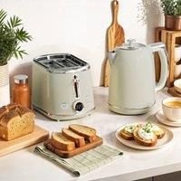 HOMCOM Kettle and Toaster Set with LED Screen, 1.7L 3000W Retro Rapid Boil Jug Kettle with Keep Warm Memory Function, 2 Slice Toaster with 6 Browning Controls, Crumb Tray, Grey