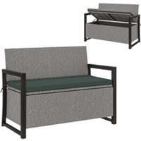 Outsunny Rattan Garden Bench with Storage, Inner Bag, 151.5L Outdoor Bench