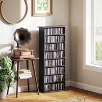 HOMCOM 360 CD/185 DVD Storage Unit, 185 Blu-ray Media Storage Shelf with 8 Compartments and 6 Adjustable Shelves, CD Tower for Living Room, Bedroom, Office, Black