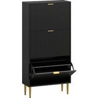 HOMCOM Narrow Shoe Cabinet with 3 Flip Drawers - Black
