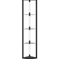 HOMCOM LED Floor Lamp with Shelves, Dimmable Standing Lamp with Foot Switch for Living Room, Bedroom, Black