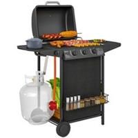 Outsunny 4 Burner Gas Barbecue Grill Portable Gas BBQ Grill with Lid, Black