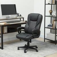 Black PU Leather High Back Executive Office Chair, Adjustable Height 65x72x115cm