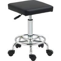 HOMCOM Adjustable PU Leather Rolling Stool - Black