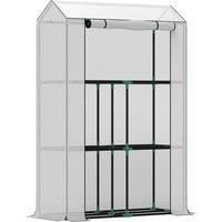 Outsunny 40 x 100cm Three Shelf Steel Frame Greenhouse - White