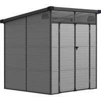 Outsunny 6 x 6ft Outdoor Garden Shed with Latch Doors, Windows and Air Vents, Resin Tool Shed for Garden & Patio, Light Grey Aosom UK