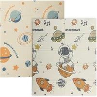AIYAPLAY Space-Themed Baby Plat Mat Double Sided, Foldable, Water-Resistant for Outdoor/Indoor, 177 x 146 x 1.5cm
