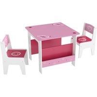 3 Pieces Kids Table and Chair Set, Toddler Table and Chairs Set with Bookshelves