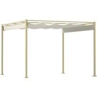 Outsunny 3 x 3(m) Garden Pergola with Retractable Roof and Magnetic Fixture, Outdoor Gazebo Pergola Kit Sun Shade Canopy, UPF30+, Khaki