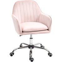 HOMCOM Velvet-Feel Tub Office Chair, with Seat Cushion - Pink Aosom UK