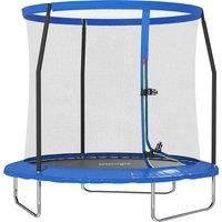 SPORTNOW 8ft Trampoline with Safety Enclosure Net, Steel Frame Outdoor Trampoline, Jumping Mat with Edge Safety Cover for Fitness, Blue Aosom UK