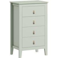 HOMCOM Bedroom Chest of Drawers, Modern 4 Drawer Dresser Cabinet with PU Leather Handles and Metal Runners for Living Room, Hallway, Entryway, Green