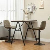 HOMCOM Bar Stools Set of 2, Height Adjustable Swivel Barstools with Backrest and Footrest, Modern Linen Upholstered Armless Bar Chairs for Kitchen, Breakfast Counter, Brown