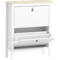 HOMCOM Modern Two-Drawer Shoe Cabinet - White