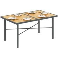 Outsunny Garden Table for 6, Outdoor Dining Table with 5cm Umbrella Hole