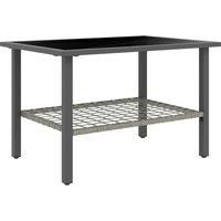 Outsunny Outdoor Rattan Coffee Table with Tempered Glass Top, Storage Shelf, Foot Pads, for Patio, Balcony, Mixed-grey Aosom UK
