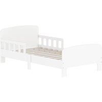 AIYAPLAY Toddler Bed, Kids Bed Frame with Safety Side Rails, Kids Bedroom Furniture for Ages 3-8 Years, White