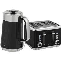 HOMCOM Electric Kettle and Toaster Set, 3000W 1.7L UK Strix Thermostat Rapid Boil Jug Kettle with Limescale Filter, Cool Touch Body, 4 Slice Toaster with 7 Browning Controls, Crumb Tray, Black