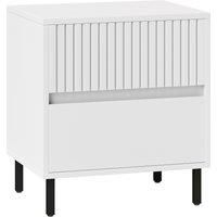 HOMCOM Simple Line Indented Two-Drawer Bedside Table - White