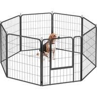 8 Panels Dog Playpen, Foldable Dog Pen Indoor Outdoor with Door, 80cm High