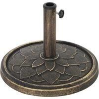 Outsunny 12kg Resin Garden Parasol Base, Heavy Duty Sun Umbrella Base for 32, 38, 48 mm Umbrella Poles for Deck Poolside, Bronze Tone