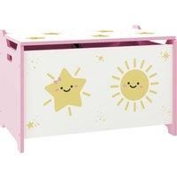 AIYAPLAY Toy Box with Lid, Safety Hinges and Groove Handles, Toy Storage organiser for Kids, Living Room, Playroom, Pink