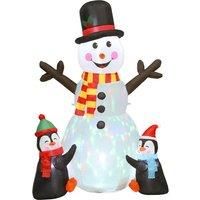 6FT Christmas Inflatables Snowman & Penguins with Built-in LED Lights