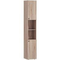 Tall Bathroom Cabinet with 2 Fluted Doors and Adjustable Shelves, Natural