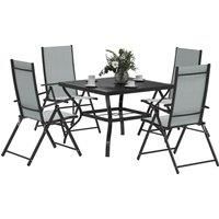 Outsunny Five-Piece Steel Frame Patio Set - Grey/Black