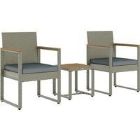 3-Piece Rattan Patio Furniture Set with Acacia Wood Table