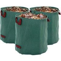Outsunny Garden Waste Bags, 272L x 3 Heavy Duty Garden Bags, Foldable and Reusable Garden Sacks with Handles for Collecting Garden Waste, Green