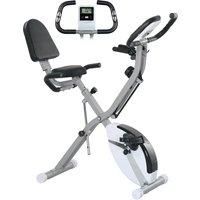 SPORTNOW 5-In-1 Folding Exercise Bike with Arm Workout Bands, Quiet 8-Level Magnetic Resistance Foldable Exercise Bike with LCD, Tablet Holder, Hand Pulse Sensor for Home Use Indoor Cycling, White