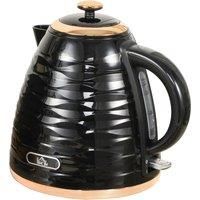 HOMCOM Electric Kettle, 1.7L, Fast Boil, 3kW Water Kettle with Removable Washable Anti-scale Filter, Auto Shut-off, 360 Swivel, BPA Free, Black Water Ripple Texture Aosom UK