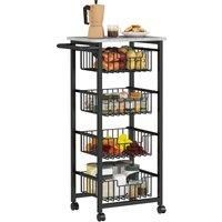 Rolling Kitchen Island, Storage Trolley with Baskets, Light Grey