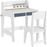 Kids Art Desk and Chair Set with Storage Shelf and Drawers