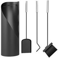 Outsunny 4 PCS Fireplace Companion Set, Metal Fireside Companion Set, Silver